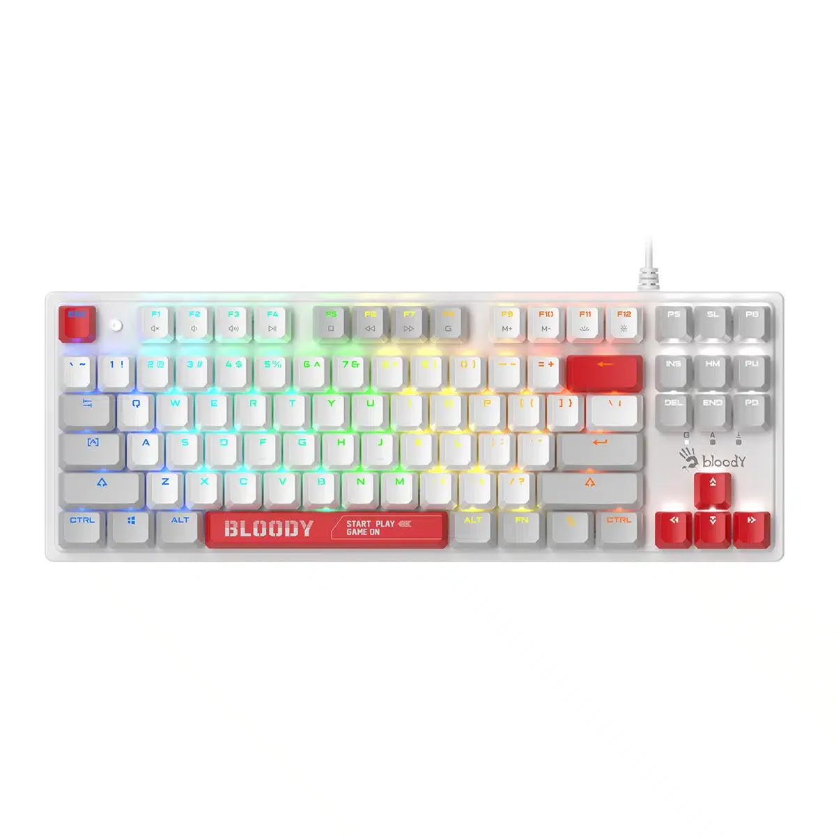A4TECH BLOODY S310N GAMING MECHANICAL ENERGY WHITE BLMS RED SWITCH RGB KEYBOARD USB US+RUS