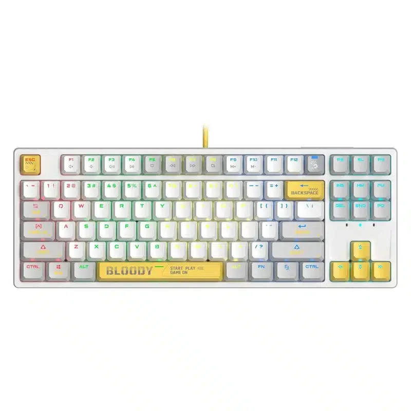 A4TECH BLOODY S87 COMPACT ENERGY WHITE GAMING MECHANICAL BLMS RED SWITCH RGB KEYBOARD USB US+RUS