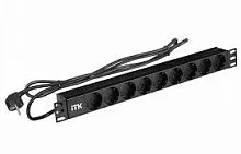 PH22-9D1-P ITK PDU 9 розеток нем. ст, 1U, шнур 2м вилка нем. ст ПВХ черный шт