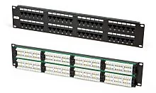 PP3-19-48-8P8C-C5E-110D Hyperline Патч-панель 19", 2U, 48 портов RJ-45, категория 5e, Dual IDC, ROHS, цвет черный шт