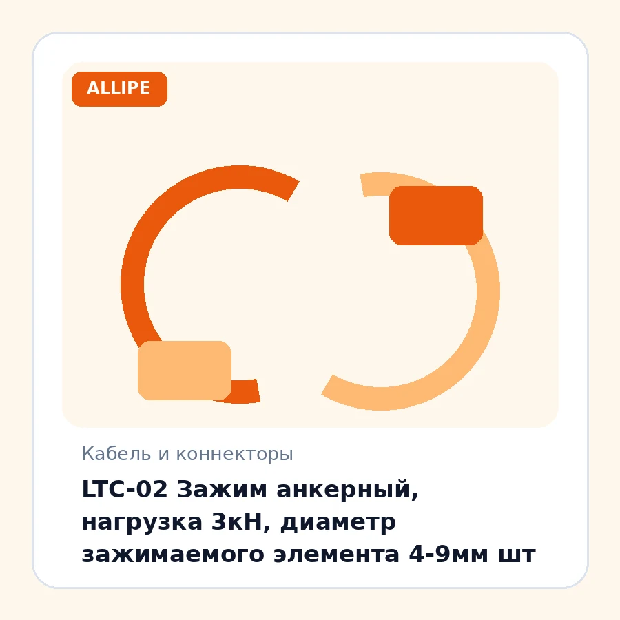 LTC-02 Зажим анкерный, нагрузка 3кН, диаметр зажимаемого элемента 4-9мм шт