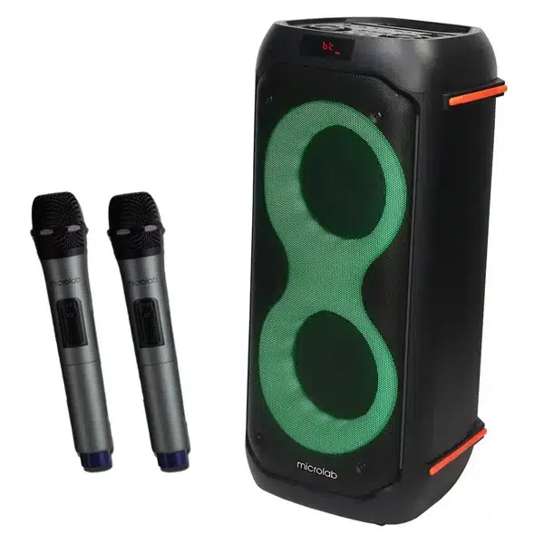 Microlab Party Speaker PT602W 40W RGB LED, 2*Mic, BT,4000mAH, 3.5mm Line in, microSD,USB, Remote