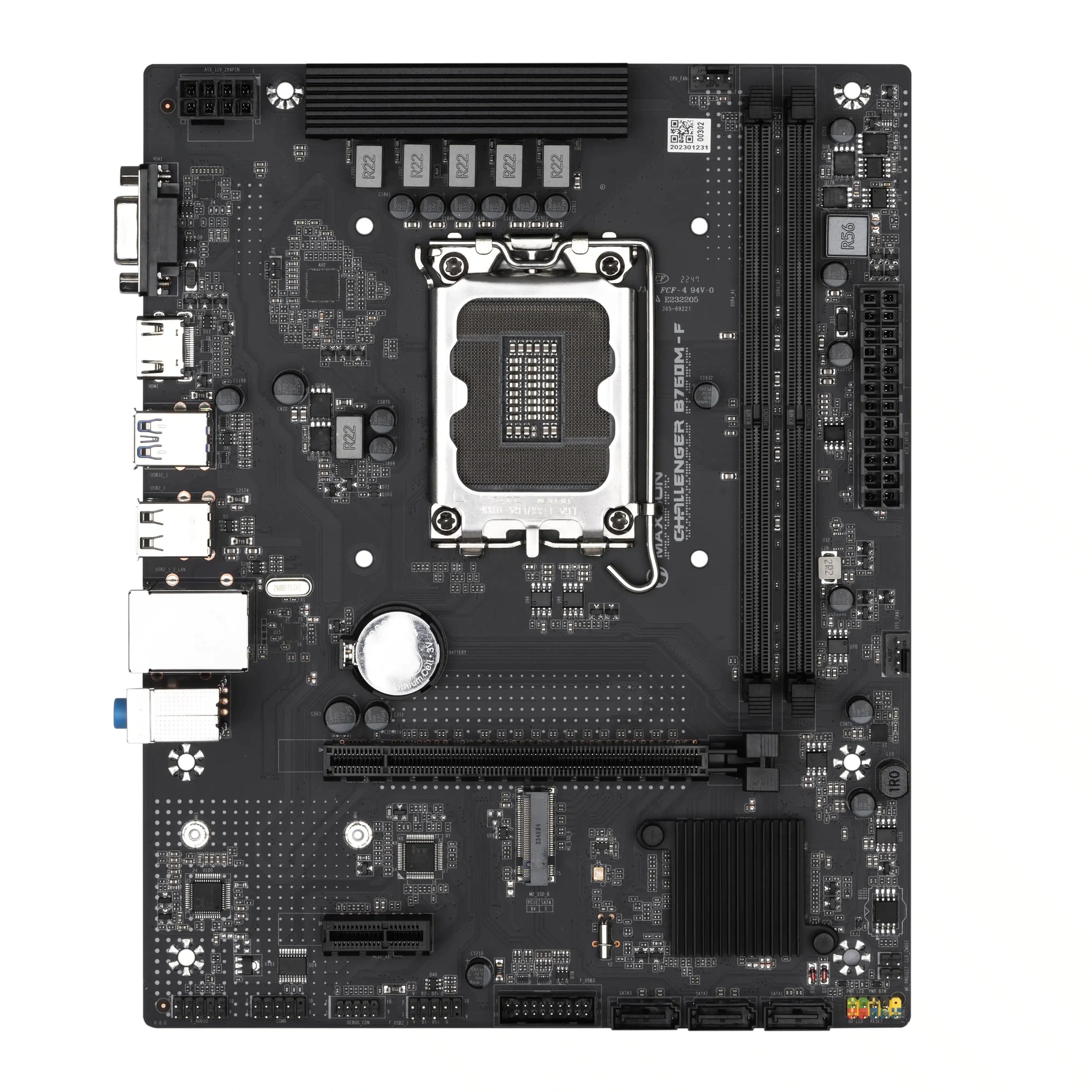 MAXSUN MS-Challenger B760M-F mATX,LGA1700,Intel B760,2xDDR4 3200MHz,1xPCI-Eх16,1хM2, 3xSata 6Gb/s,1Gb, 2xUSB3.2, 4xUSB2.0,HDMI,VGA,RAID