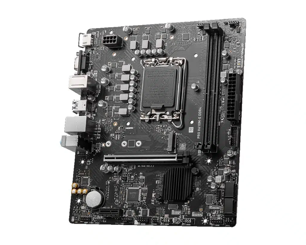 MSI PRO H610M-E D4 mATX,LGA1700,Intel H610,2xDDR4 3200MHz,1xPCI-E4.0,1xM2, 4xSata,6Gb/s,1GbE,2xUSB3.2, 4xUSB2.0,HDMI, VGA