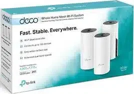 Mesh Wi-Fi система TP-LINK Deco E4(3-PK) AC1200 Dual-Band 867Mb/s 5GHz+300Mb/s 2.4GHz, 2xWAN/LAN 100 Mb/s, 2 antennas, Beamforming, MU-MIMO