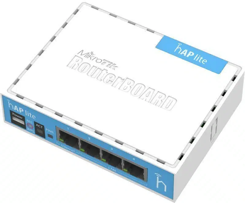 Роутер Wi-Fi MikroTik hAP Lite RB941-2nD, CPU 1 Core, 32MB RAM, 2.4GHz 300 Mb/s, 4xLAN 100Mb/s, MicroUSB, RouterOS (L4)
