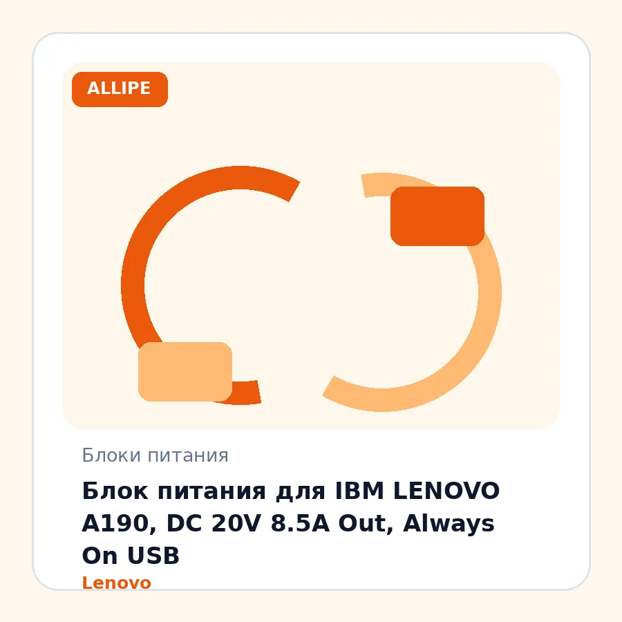 Блок питания для IBM LENOVO A190, DC 20V 8.5A Out, Always On USB
