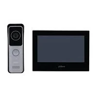 IP видеодомофон комплект DAHUA DHI-KTW02 (7" TFT LCD, 1024x600, 2Mp 2,8", PoE, Wi-Fi, mSD, Touch, Plastic+ABS slim, IP65, IC card) black/light gray